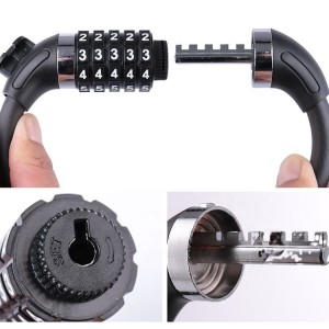 5-Digital Code password Lock High Security Mountain Bike Bicycle Stainless Steel Cable Combination Lock