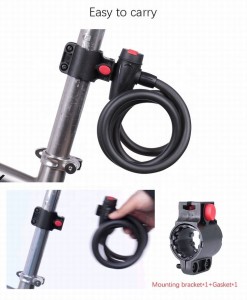 Factory Promotional China Black Waterproof IP65 Steel Wire Rope Folding Cable Fingerprint Unlock Bike Lock