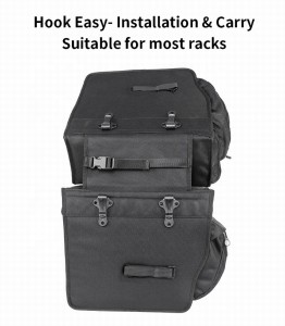 2019 Good Quality China Bike Bag Bicycle Panniers with Adjustable Hooks, Carrying Handle, Reflective Trim and Large Pockets