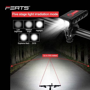 Aluminium alloy Rechargeable via USB Bicycle Front Light