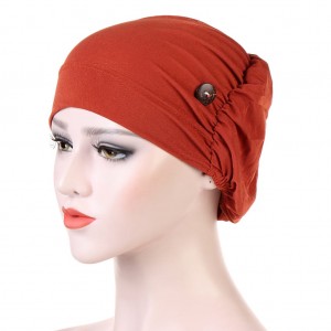Beanie Wrap Cap For Women With Buttons Cancer Chemo Hat