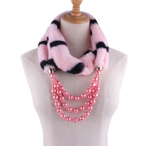 Fashion Neckerchief Scarf Necklaces Beads mixed Color fur Jewelry Shawl