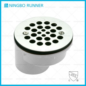 Offset Shower Drain PVC with Stainless Steel Strainer 2