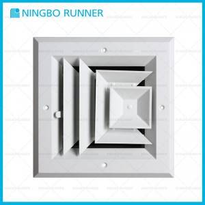 Aluminum Square Ceiling Diffuser-3-Way-White