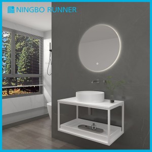 New Design Matt White Metal Frame Industry Style Modern Bathroom Cabinet