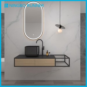 Modern industrial-style bathroom furniture set with Black metal Frame