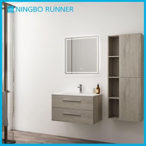 Modern Wall Mounted 800mm Bathroom Storage Cabinet Vanity with Single Ceramic Basin and LED Mirror