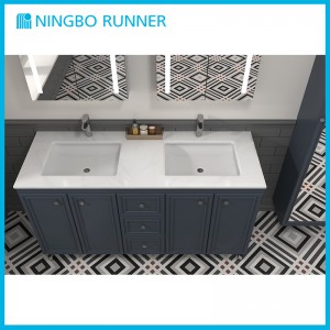 60″New Transitional design Freestanding Bathroom Vanity Unit with Mirror Cabinet And High Cabinet