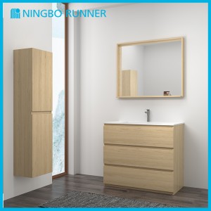 1000mm Modern Freestanding Bathroom Vanity Unit with Mirror And High Cabinet