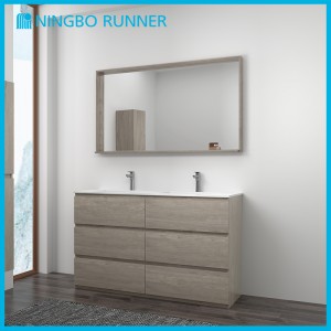 1400mm Modern Freestanding Bathroom Vanity Unit with Mirror And High Cabinet