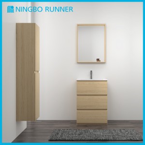 600mm Modern Freestanding Bathroom Vanity Unit with Mirror And High Cabinet