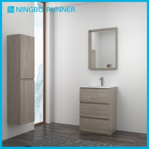 600mm Modern Freestanding Bathroom Vanity Unit with Mirror And High Cabinet