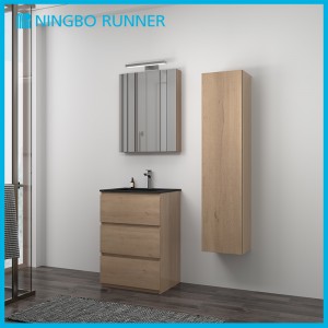 600mm Modern Freestanding Bathroom Vanity Unit with Mirror Cabinet