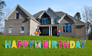 Happy Birthday Yard Sign 16 Inch Birthday Letters Lawn Sign Colorful Birthday Yard Decoration with Stakes Cake Balloon Waterproof Garden Lawn Decor for Outdoor Birthday Party Supplies