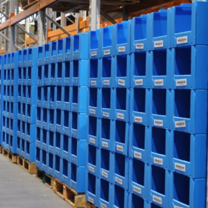 Пластыкавыя складаныя скрыні Correx, якія можна штабелаваць, для збору адзення на складах, пластыкавыя кантэйнеры для збору
