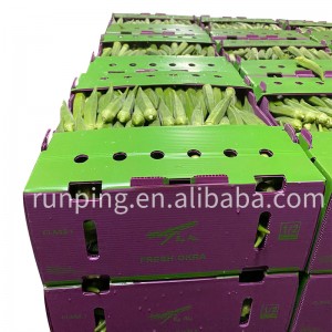 Fabrikktilpasset Kina produsent leverer Bulk Lettvekt PP bølgepapp Okra-bokser for eksport