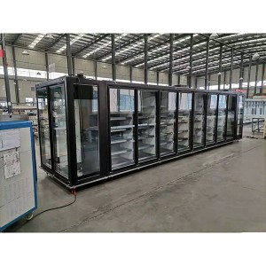 China OEM China Supermarket Commercial Island Display Freezer, Top Open Fridge Deep Freezer with Sliding Curved Glass Door Chest Freezer