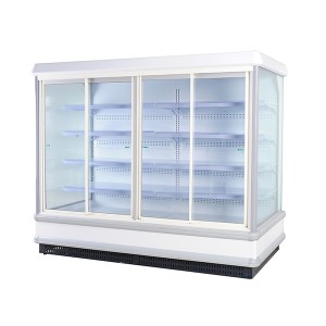 Discount wholesale China Supermarket Beverage Refrigerated Showcase Glass Door Refrigerator Display Chiller