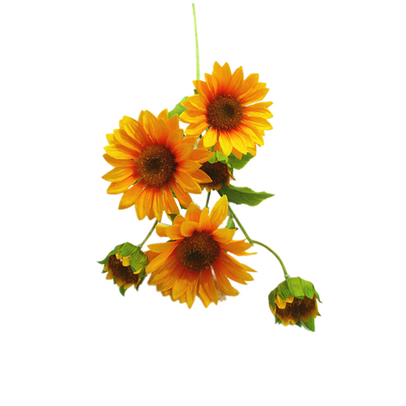0108 Artificial Sunflower 7 Floral Head Vantage Fake Sunflowers Silk Plastic Plants with Stem for Home Decoration Wedding Party Garden Hotel Featured Image