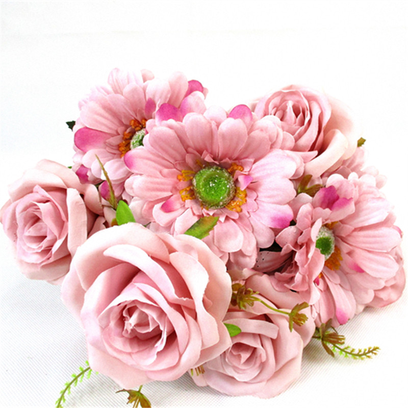 Factory Wedding Decoration Artificial 7 Heads Bouquet rose Silk Flower for home