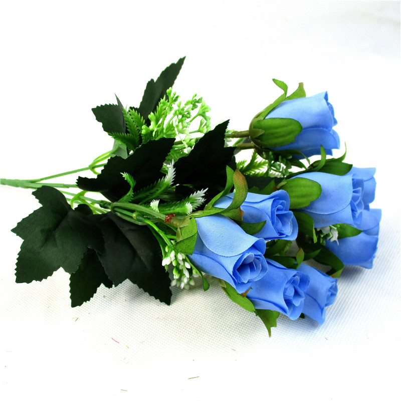 Artificial Flowers Silk Roses Buds Realistic Bouquet Arrangement for Decoration Wedding Party Centerpieces