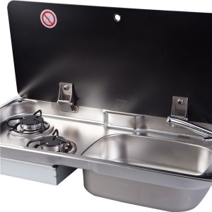 Stainless steel two burner Gas hob and sink combination unit OUTDOORS CAMPING COOKING KITCHEN PARTS GR-904