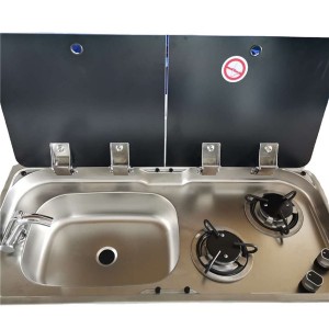 Stainless steel two burner Gas hob and sink combination unit OUTDOORS CAMPING COOKING KITCHEN PARTS GR-904
