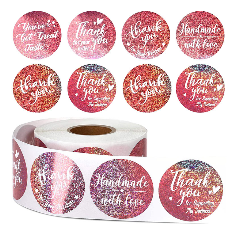self adhesive sticker thank you packaging label sticker