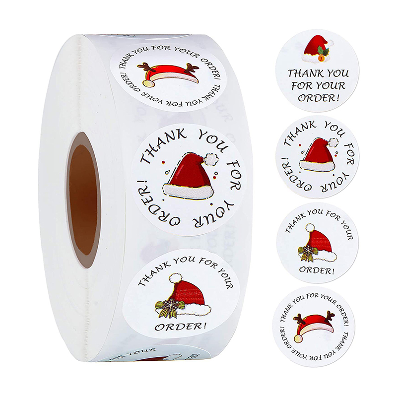 custom logo waterproof thank you sticker roll packaging label
