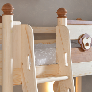 סדרת מזלות אורן טבעי של Sampo Kid מיטות קומותיים לילדים מסגרת מיטת עץ מיטה תאומה לילד מעץ מלא עם מדרגות SP-A-DC515
