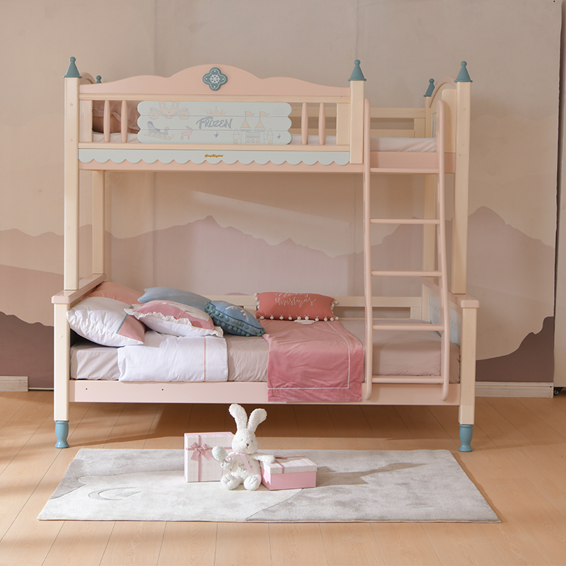 OEM Kids Couch Factories –  Sampo Kid’s Bunk Bed Ice castle series solid wood bunk bed with stair SP-A-DC605 – Sampo