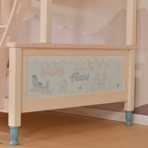 سرير Sampo Kid's Bunk Bed، سلسلة Ice Castle، سرير بطابقين من الخشب الصلب مع درج SP-A-DC605