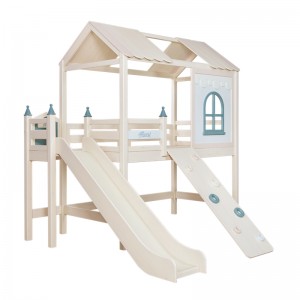 Sampo Childlike Wooden Design Semi-high Bed na may Climbing Board at Slide House Dream Forest Dream Space Double Interactive SP-A-DC610