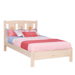 Sampo Kid's Single Bed ak biwo ak pandri Natirèl Pine Design Single Bed Solid Pine Wood Bed Frame SP-B-DC004