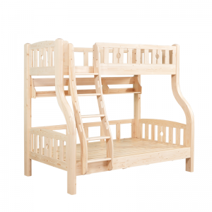 Sampo Kid’s Natural Pine Children Bunk Beds Wood Bed Frame Kid’s Twin Solid Wood Bed With Stairs SP-B-DC301