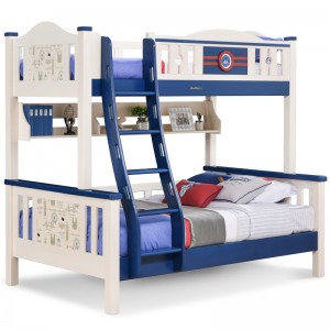 מיטת קומותיים של Sampo ילד עיצוב אורן צבעוני מיטות קומותיים לילדים מסגרת מיטת עץ מיטת תאומים לילד מעץ מלא עם מדרגות SP-B-DC502