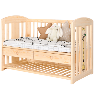 Cama de bebé Sampo, cuna y cuna, sofá de escritorio multifunción, 3 funciones cambiables, marco de cama de madera de pino para bebé, cuna de madera SP-B-DY001