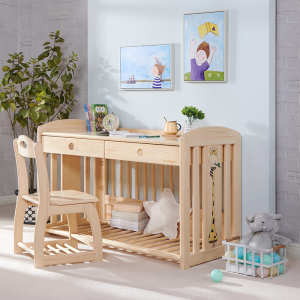 Sampo Babybett Crib a Cot Multi-Funktioun Cot Desk Sofa 3 Changeable Funktiounen Baby Pinien Holz Bett Frame Bësch Baby Cot Bett SP-B-DY001