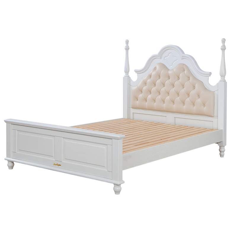 OEM White Children Bed Manufacturers –   Sampo Kid’s European style French elegant single bed Solid Pine Wood Bed Frame SP-B-GC034 – Sampo