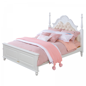 Sampo Kid’s European style French elegant single bed Solid Pine Wood Bed Frame SP-B-GC034