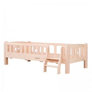 Cama baja para niños Sampo, diseño de pino natural, cama baja para niños con tienda de campaña tipo cúpula, marco de cama de madera maciza de pino SP-B-DC010
