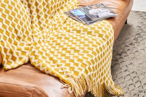Color and Pattern Crossing Tassel Fringe Throw