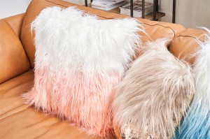 Long fur fancy cushion with smooth surface