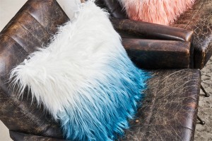 Long fur fancy cushion with smooth surface