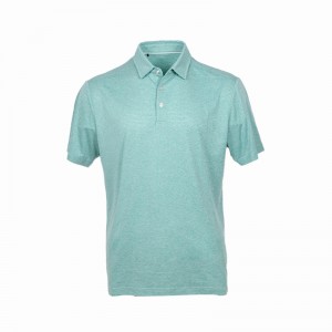 Golf Shirts for Men Recycle Polyester Dry Fit Short Sleeve Melange Stripe Performance Moisture Wicking Polo Shirt