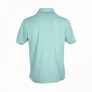 男性用ゴルフシャツ リサイクル ポリエステル ドライフィット 半袖 メランジ ストライプ パフォーマンス 吸湿発散性 ポロシャツ