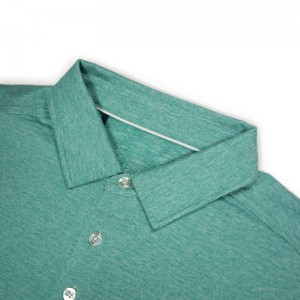 남성용 골프 셔츠 재활용 폴리에스테르 드라이핏 반소매 멜란지 스트라이프 퍼포먼스 모이스처 위킹 폴로 셔츠