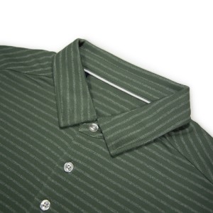 Golf Shirts rau txiv neej Recycle Polyester Qhuav Fit Luv Tsho Stripe Performance Moisture Wicking Polo Shirt 18eB133