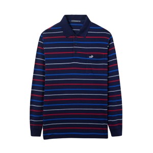 Stripe High Quality Cotton With Embroidery Logo Jersey Long Sleeve Polo Shirt