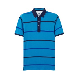 Stripe High Quality Cotton Pique Polo Shirt
